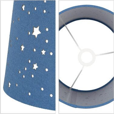 Relaxdays Kinderzimmer Tischlampe, Sterne, E14, runder Stoffschirm, 40 cm, Blau