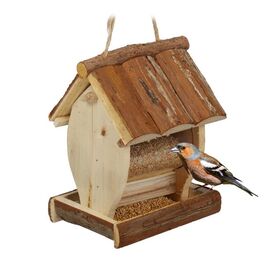Relaxdays Vogelfutterhaus mit Rindendach