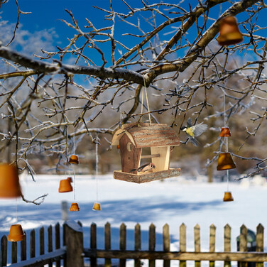 Relaxdays Holz Vogelfutterhaus zum Aufhängen
