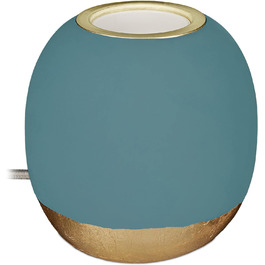 Relaxdays Dekoleuchte Beton, Tischlampe ohne Schirm, HxD 9 x 9 cm, E27 Fassung, langes Kabel, runde Betonlampe, blau