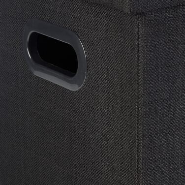 Relaxdays Faltbarer Sitzhocker mit Stauraum, Griffe, Leinen, Polyester, MDF, Schwarz, 49,5x46x25,5 cm