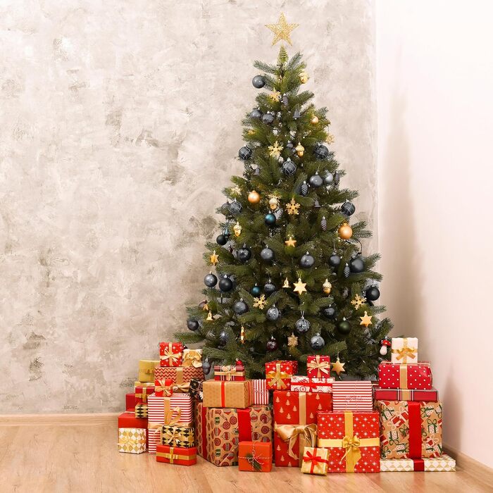 Relaxdays Weihnachtskugeln 72er Set, glitzernd/matt/glänzend, Baumkugeln/Stiefel/Herz/Zapfen, schwarz
