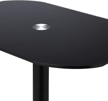 Relaxdays Beistelltisch, Glas & Stahl, HxBxT: 54,5 x 44,5 x 29,5cm, Sofatisch für Wohnzimmer, abgerundete Ecken, schwarz