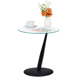 Relaxdays Beistelltisch, runder Couchtisch, H x D: 49 x 45 cm, Glas & Stahl, für Wohnzimmer, moderner Sofatisch, schwarz