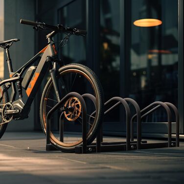 Relaxdays Fahrradständer, für 3 Fahrräder, Stahl Bodenparker, Reifenbreite 60mm, Abstellständer, Fahrradstand, anthrazit