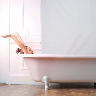 Relaxdays Duschrollo,  Seilzugrollo für Dusche & Badewanne, Decke & Fenster, Badrollo wasserabweisend, weiß, PVC, Aluminium, Kunststoff (160x240 cm)