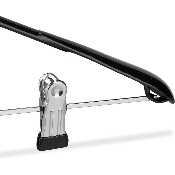 Relaxdays Klammerbügel, 10er Set, gummiert, rutschfest, platzsparend, 42 cm, schwarz