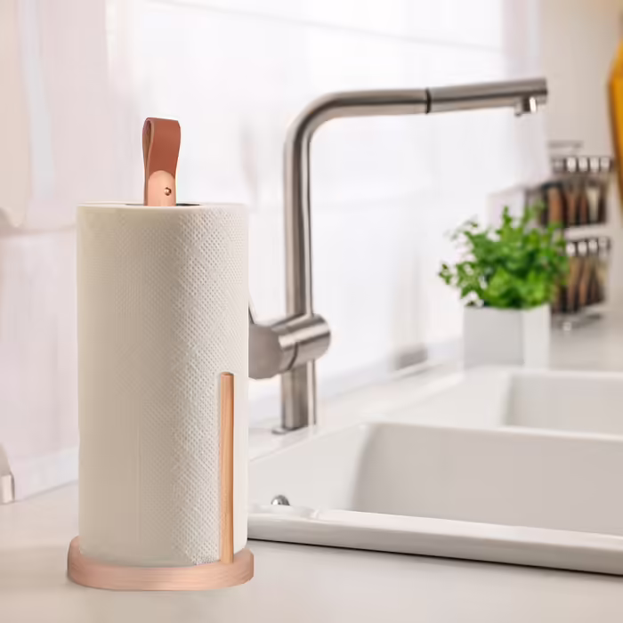 Relaxdays Eckiger Küchenrollenhalter aus Holz