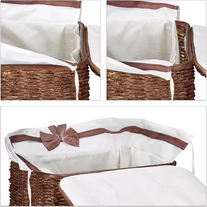 Relaxdays 2er Set Buri Wäschetruhe 67L, stapelbar, mit Wäschesack, atmungsaktiv, rotbraun, 56,5x46,5x33,5 cm