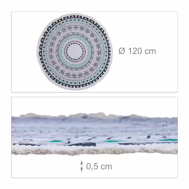 Relaxdays Runder Teppich mit Mandala-Design