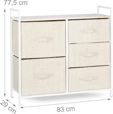 Relaxdays Regalsystem, 5 Schubladen, Metall & Holz, 77,5x83x29 cm, beige, Design F
