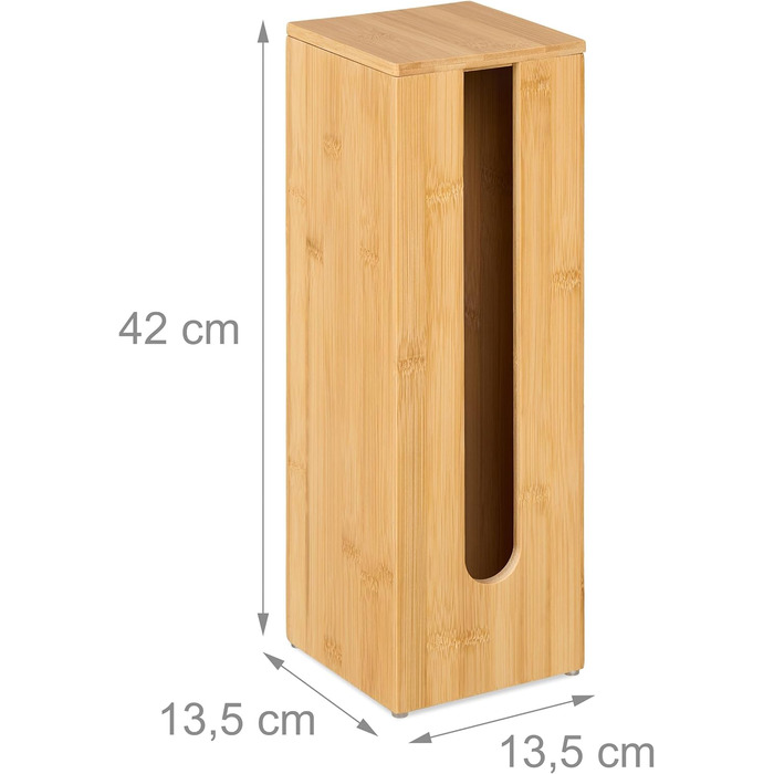Relaxdays Toilettenpapier Aufbewahrung Bambus, für 4 Rollen, Toilettenpapierbehälter stehend, HBT 42x13,5x13,5 cm, Natur