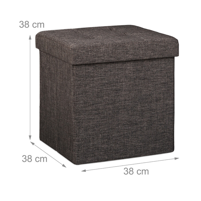 Relaxdays Faltbarer Sitzhocker mit Stauraum Leinen