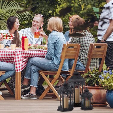 Relaxdays 3er Laternen Set, Deko Laternen für draußen & drinnen, 3 Größen, vintage, Retro Windlicht für Kerzen, schwarz