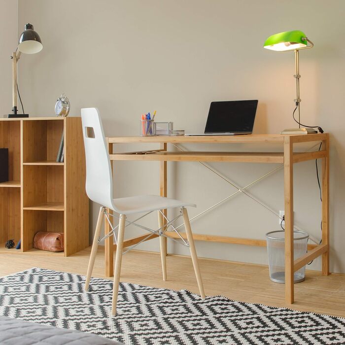 Relaxdays Computertisch Holz, Tastaturauszug, Bürotisch ausziehbar, Schreibtisch massiv, HxBxT: 76,5x106,5x55,5cm, natur Single