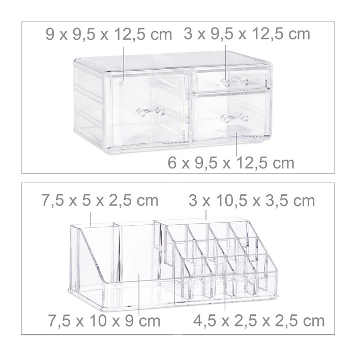 Relaxdays Make-Up Organizer mit 3 Schubladen