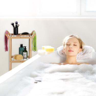 Relaxdays Badregal mit Handtuchhalterung