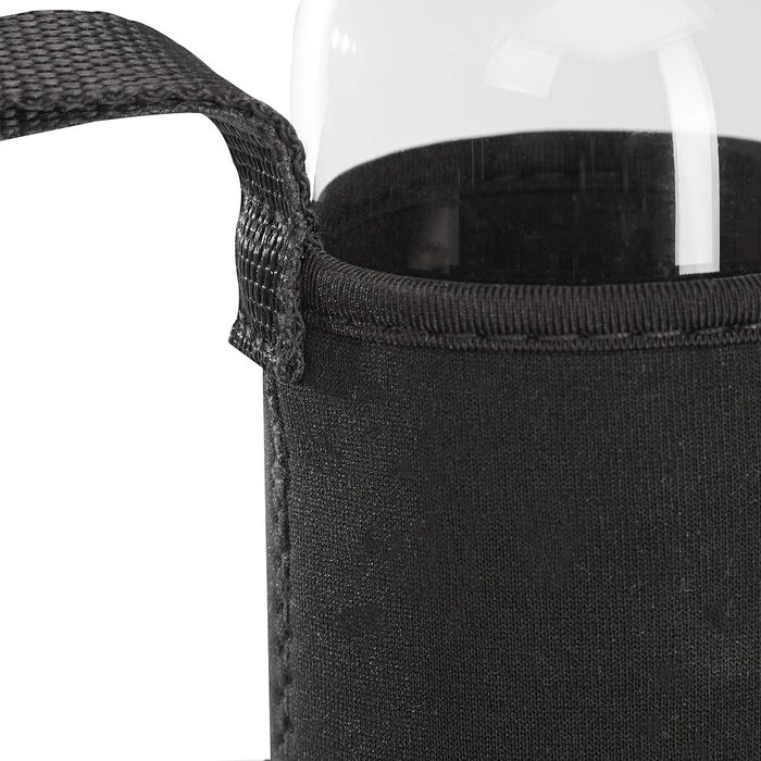Relaxdays 6er Set Trinkflasche Glas, Wasserflasche mit Hülle, 500ml, spülmaschinenfest, wasserdicht, transparent/schwarz