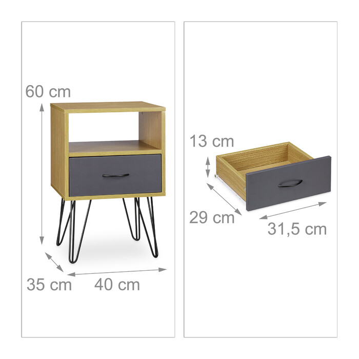 Relaxdays Retro Nachtschrank
