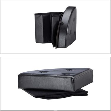 Relaxdays faltbarer Polsterhocker mit Aufbewahrung, 38x38x38 cm, schwarz
