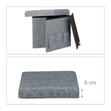 Relaxdays Faltbarer Sitzhocker mit Taschen Leinen