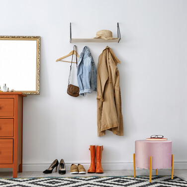 Relaxdays Samt Hocker mit 4 Metallbeinen