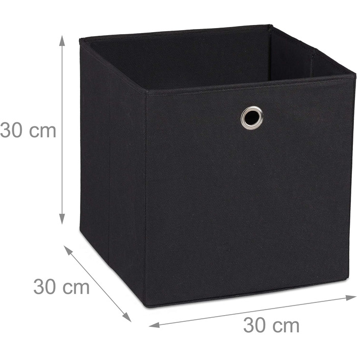 Relaxdays Stoffbox 2er Set, quadratisch, 30x30x30 cm, schwarz
