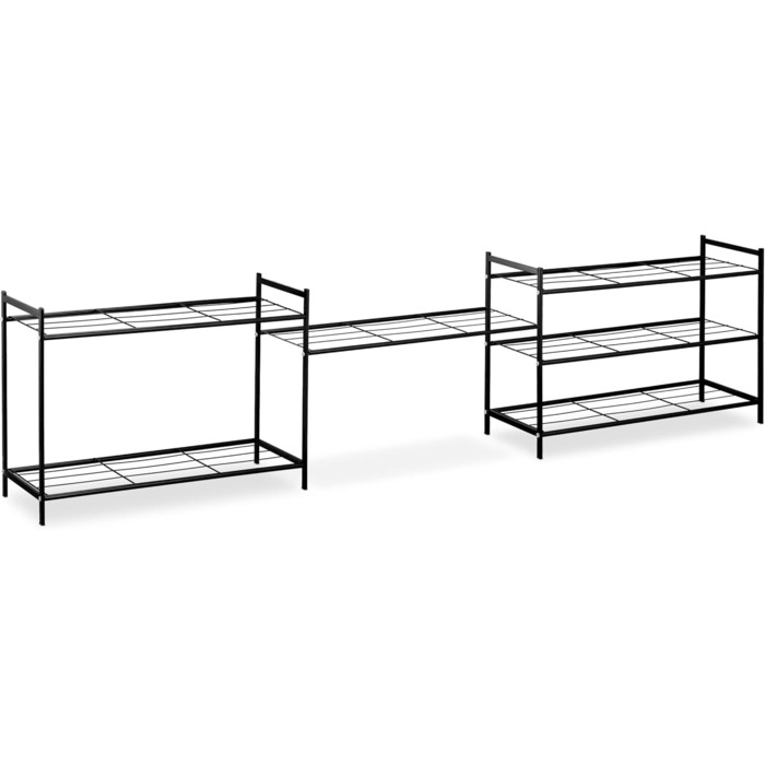 Relaxdays Metall Schuhregal, 3 Ebenen, erweiterbar, Flur Schuhgestell HBT 50 x 70 x 26 cm, 9 Paar Schuhe, offen, (Schwarz)