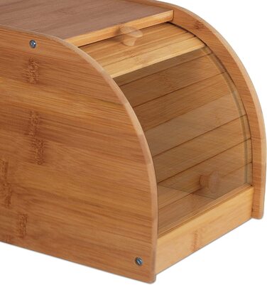 Relaxdays Brotkasten Bambus, rollbare Frontklappe, aromadichte Brotaufbewahrung, Rollbrotkasten, HBT: 18x20x27 cm, natur