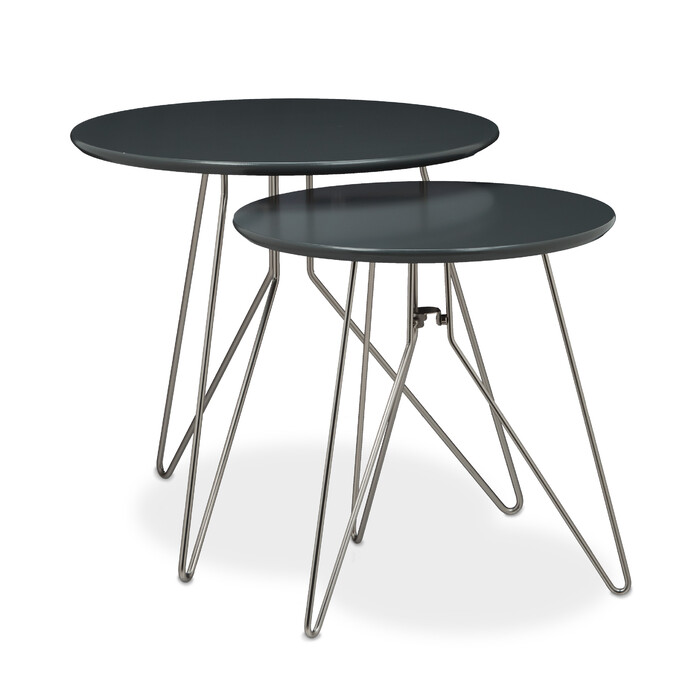 Relaxdays Beistelltisch 2er Set 3 Metallbeine