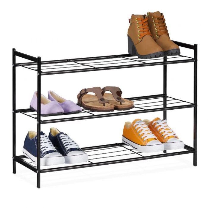 Relaxdays Metall Schuhregal mit 3 Ablagen