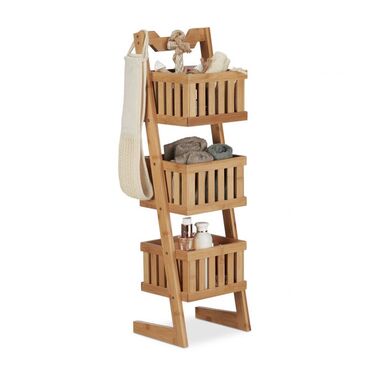 Relaxdays Badregal Bambus 3 Körbe