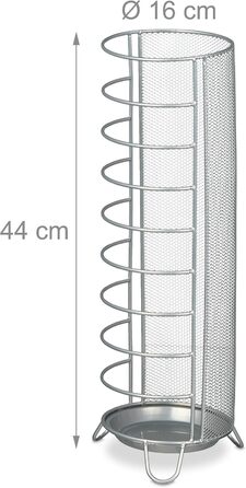 Relaxdays Metal Umbrella Stand, 44x16 cm, runder Schirmständer, modernes Design, Legierter Stahl (Silber)