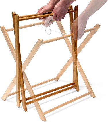 Relaxdays Tabletttisch, Bambus, HxBxT: 63,5 x 55 x 35 cm, klappbarer Beistelltisch mit Tablett, für Frühstück, Natur Single