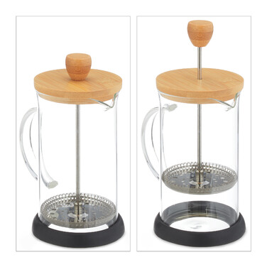 Relaxdays Kaffeebereiter mit Bambusdeckel