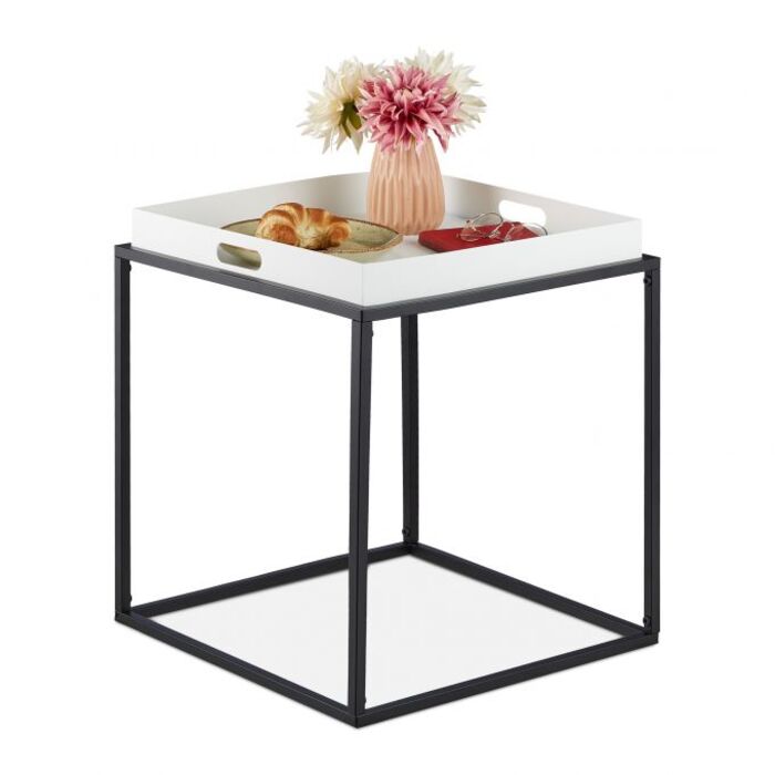 Relaxdays Beistelltisch mit Tablett