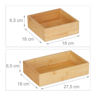 Relaxdays 5er Set Ordnungsboxen Bambus