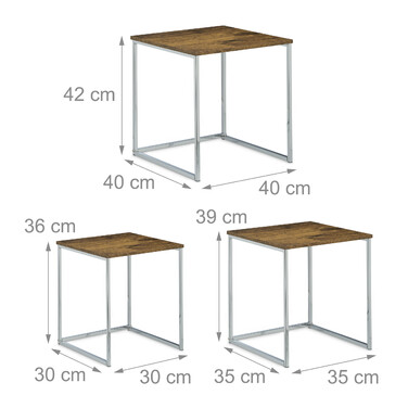 Relaxdays Beistelltische 3er Set Metallbeine