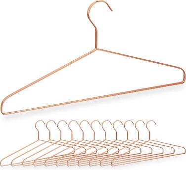 Relaxdays Kleiderbügel 12er Set, für Hemden, Jacken & Hosen, platzsparend, Metall, 42 cm, kupfer