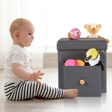 Relaxdays Faltbarer Sitzhocker mit Schublade