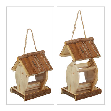 Relaxdays Vogelfutterhaus mit Rindendach