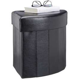 Relaxdays faltbarer Polsterhocker mit Aufbewahrung, 38x38x38 cm, schwarz