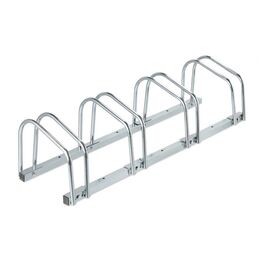 Relaxdays Silberner Fahrradständer für 4 Fahrräder
