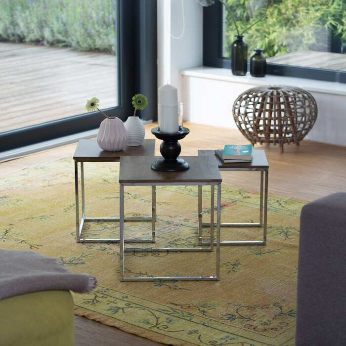 Relaxdays Beistelltische 3er Set Metallbeine