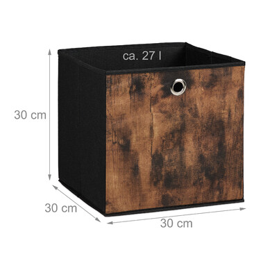 Relaxdays Stoff Aufbewahrungsbox Holzoptik 6er Set