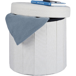Relaxdays faltbarer Sitzhocker mit Stauraum, rund, 38x38x38 cm, creme