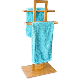 Relaxdays Handtuchständer Bambus HBT 85x37x25cm, frei stehend, Holzoptik, Herrendiener