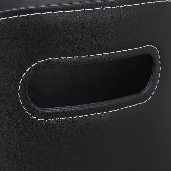 Relaxdays, schwarz Kaminholzkorb Kunstleder XL, stabiler Feuerholzkorb mit Tragegriffen, für Brennholz & Zeitungen, oval, 80% Pappe XL Single