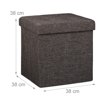 Relaxdays Faltbarer Sitzhocker mit Stauraum Leinen