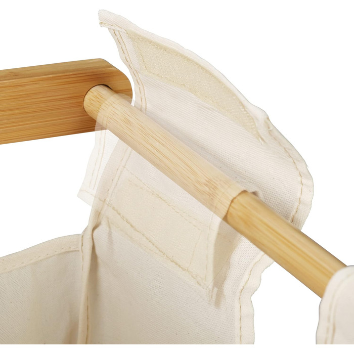 Relaxdays Wäschekorb Bambus, Wäschesortierer mit Ablage, 2 Fächer, ausziehbar, tragbarer Wäschebehälter, 60 Liter, Natur, 1 S